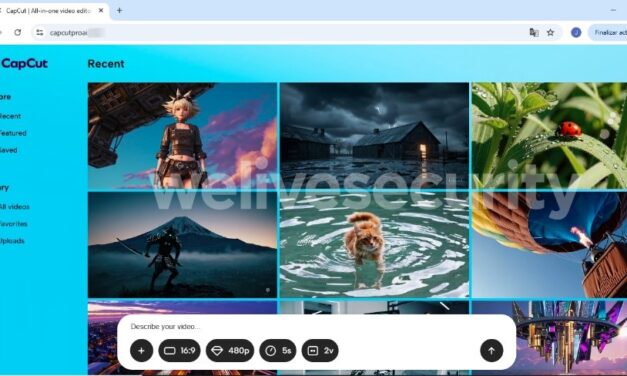 Falso sitio de CapCut, que ofrece crear videos con IA, descarga software malicioso de acceso remoto